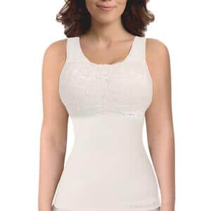 SANKOM Patent Classic Shaping Camisole with Lace Bra- (S/M, White)