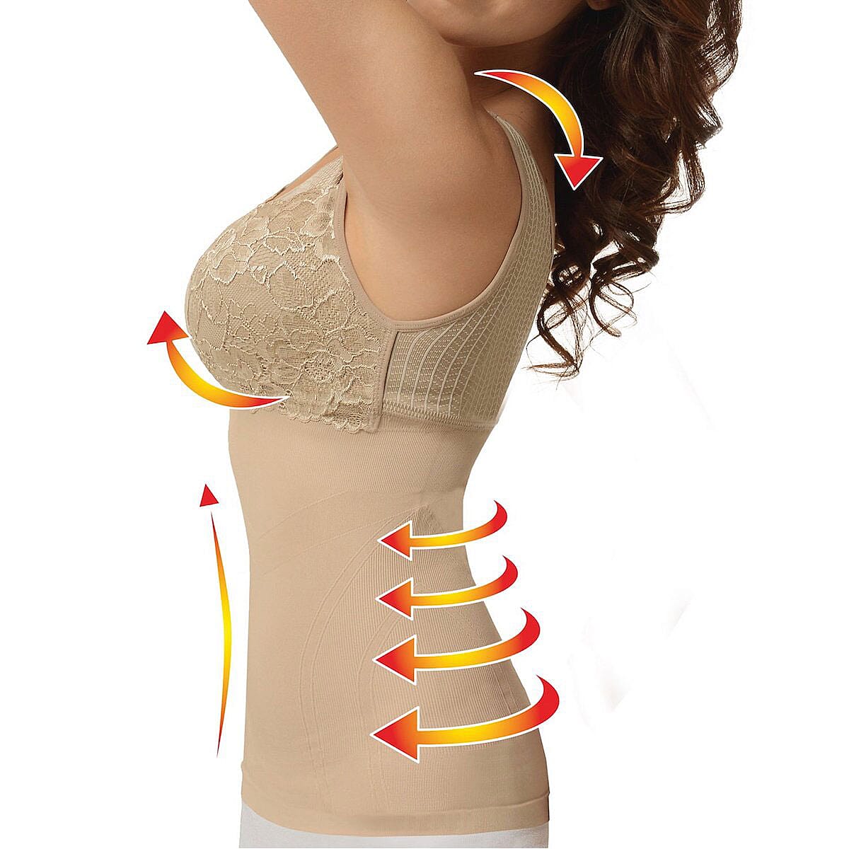 SANKOM Patent Classic Shaping Camisole with Lace Bra- (XL/XXL, Beige) image number 3