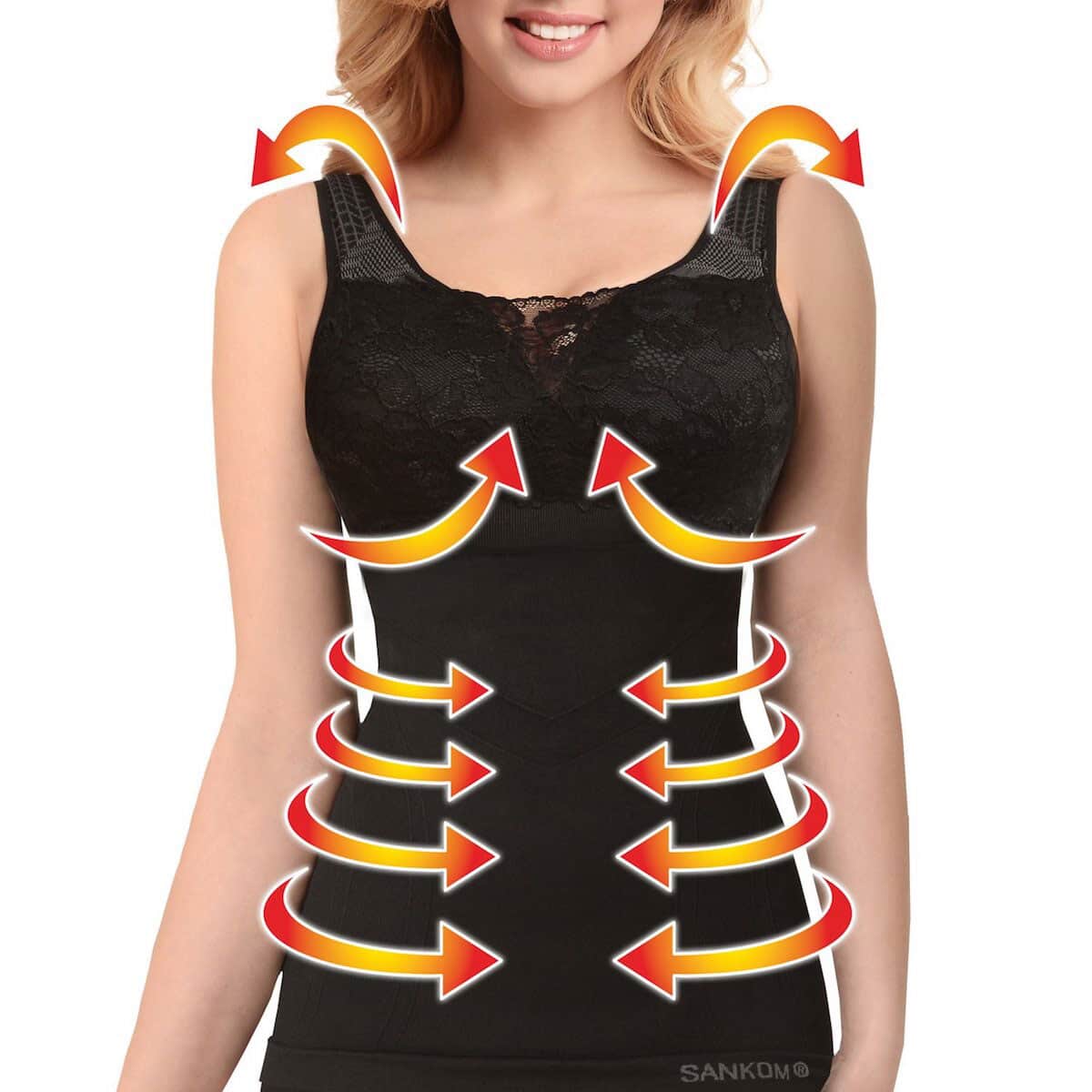 Buy SANKOM Patent Set of 2 Classic Body Shaping Padded Camisole with  Built-in Bra (S/M, Black & Beige) at ShopLC.