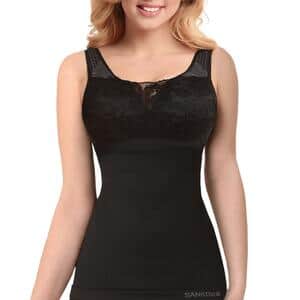 Sankom Patent Classic Shaping Camisole with Lace Bra- (M/L, Black)