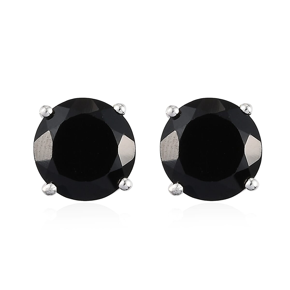 D'Joy Thai Black Spinel 6.25 ctw Stud Earrings in Sterling Silver