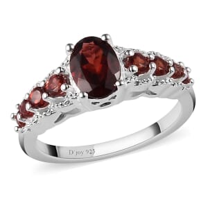 D'Joy Mozambique Garnet 1.35 ctw Ring in Sterling Silver, Fashion Statement Rings For Women (Size 10.0)
