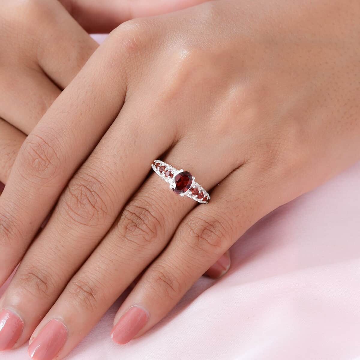 Mozambique Garnet Ring in Sterling Silver|Fashion Statement Rings For Women (Size 5.0) 1.35 ctw image number 3