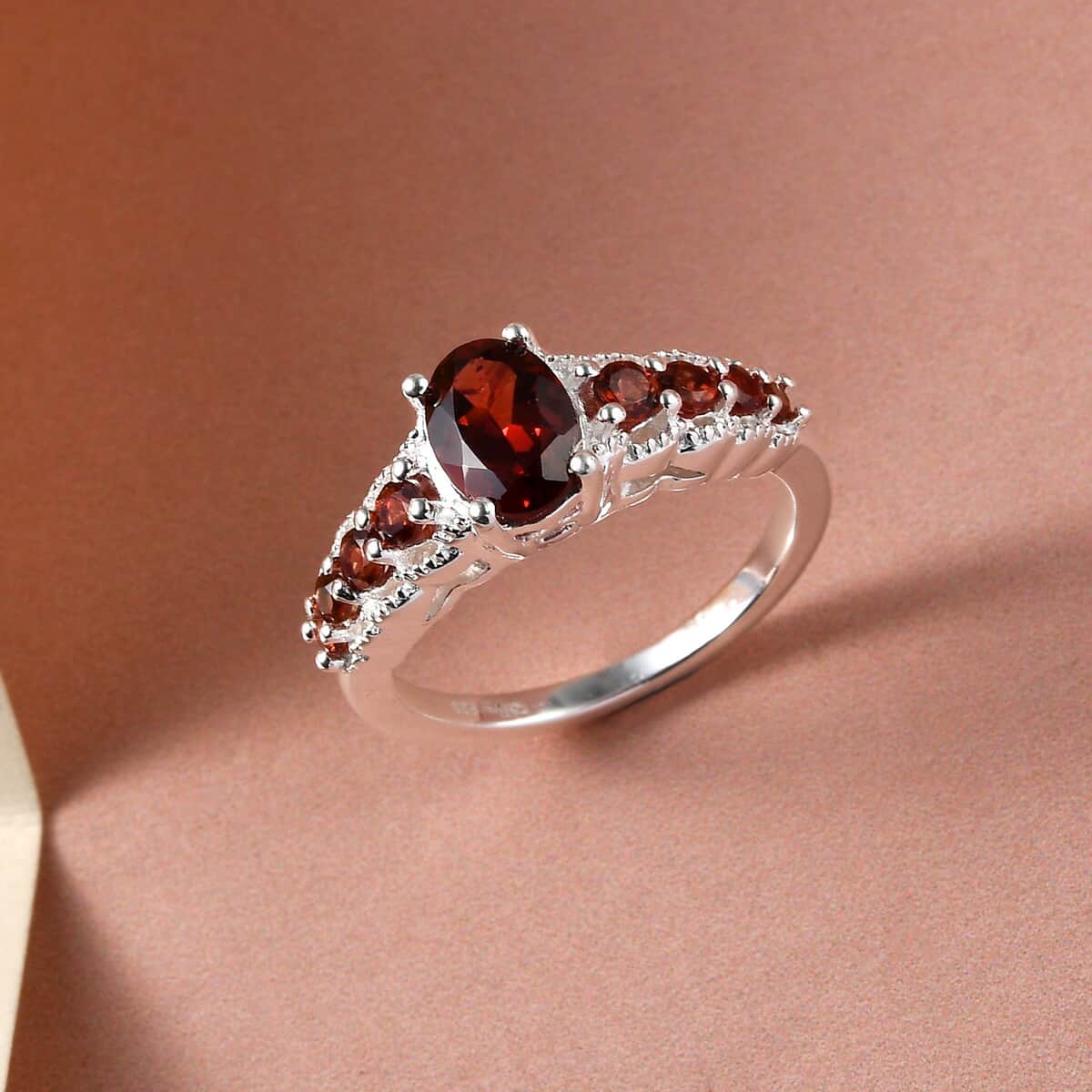 Mozambique Garnet Ring in Sterling Silver|Fashion Statement Rings For Women (Size 5.0) 1.35 ctw image number 5