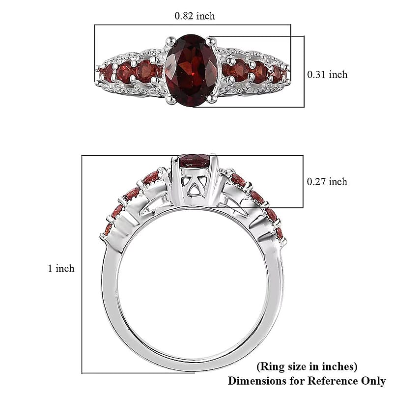 D'Joy Mozambique Garnet 1.40 ctw Ring in Sterling Silver (Size 5.0)
