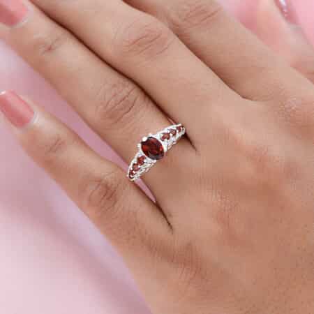 Mozambique Garnet Ring in Sterling Silver, Fashion Statement Rings For Women (Size 8.0) 1.35 ctw image number 1