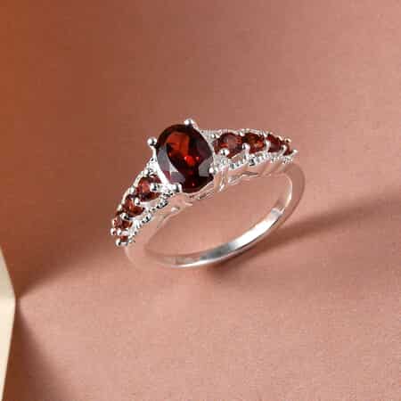 Mozambique Garnet Ring in Sterling Silver, Fashion Statement Rings For Women (Size 8.0) 1.35 ctw image number 5