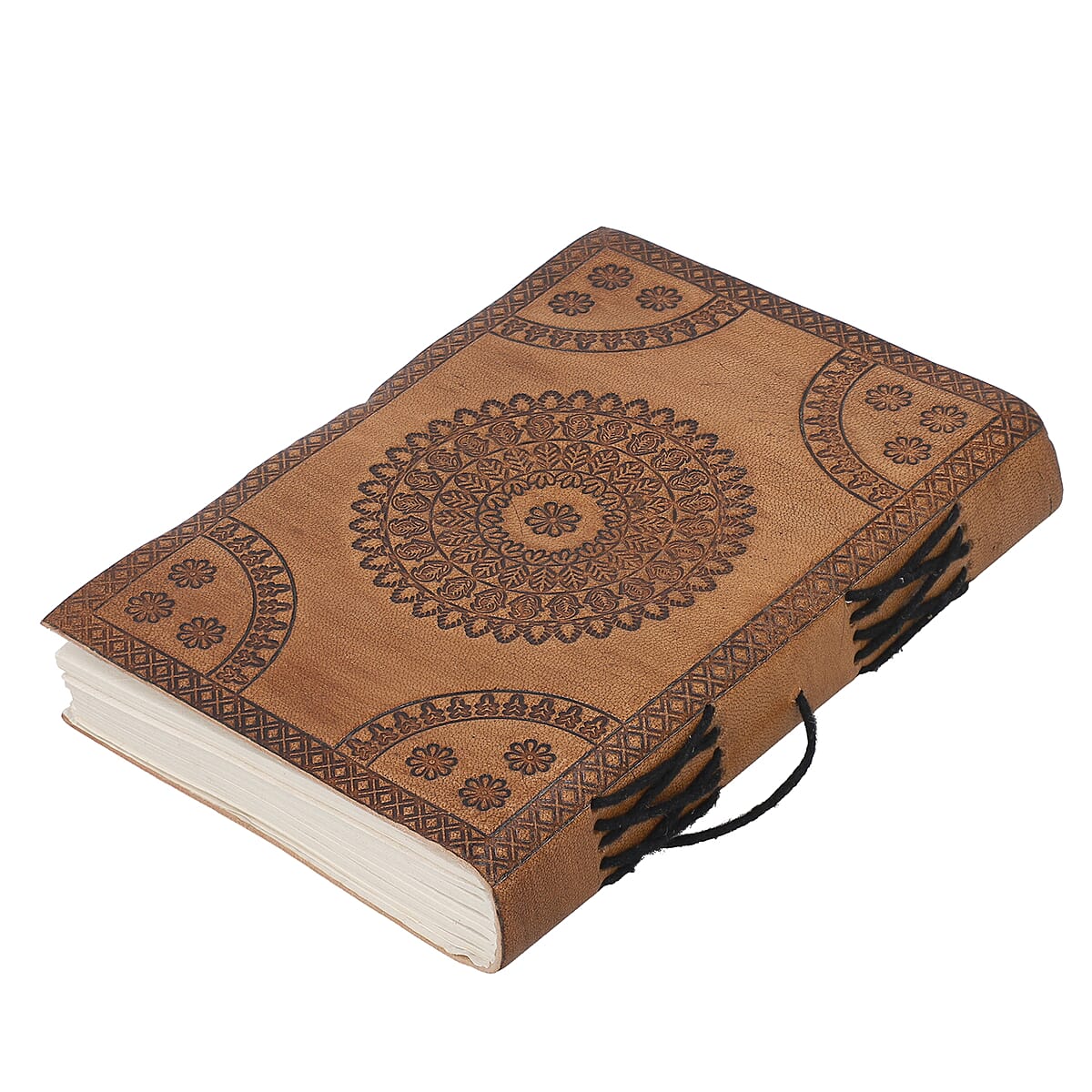 Handcrafted Genuine Leather and Cotton Diary with Black Onyx Center Stone image number 3