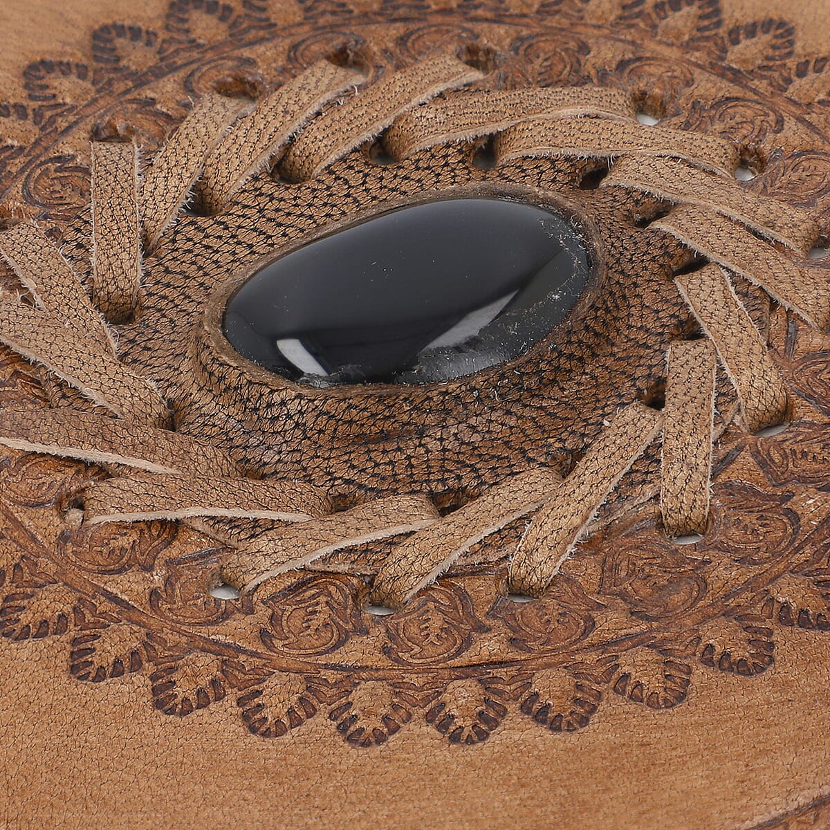 Handcrafted Genuine Leather and Cotton Diary with Black Onyx Center Stone image number 5