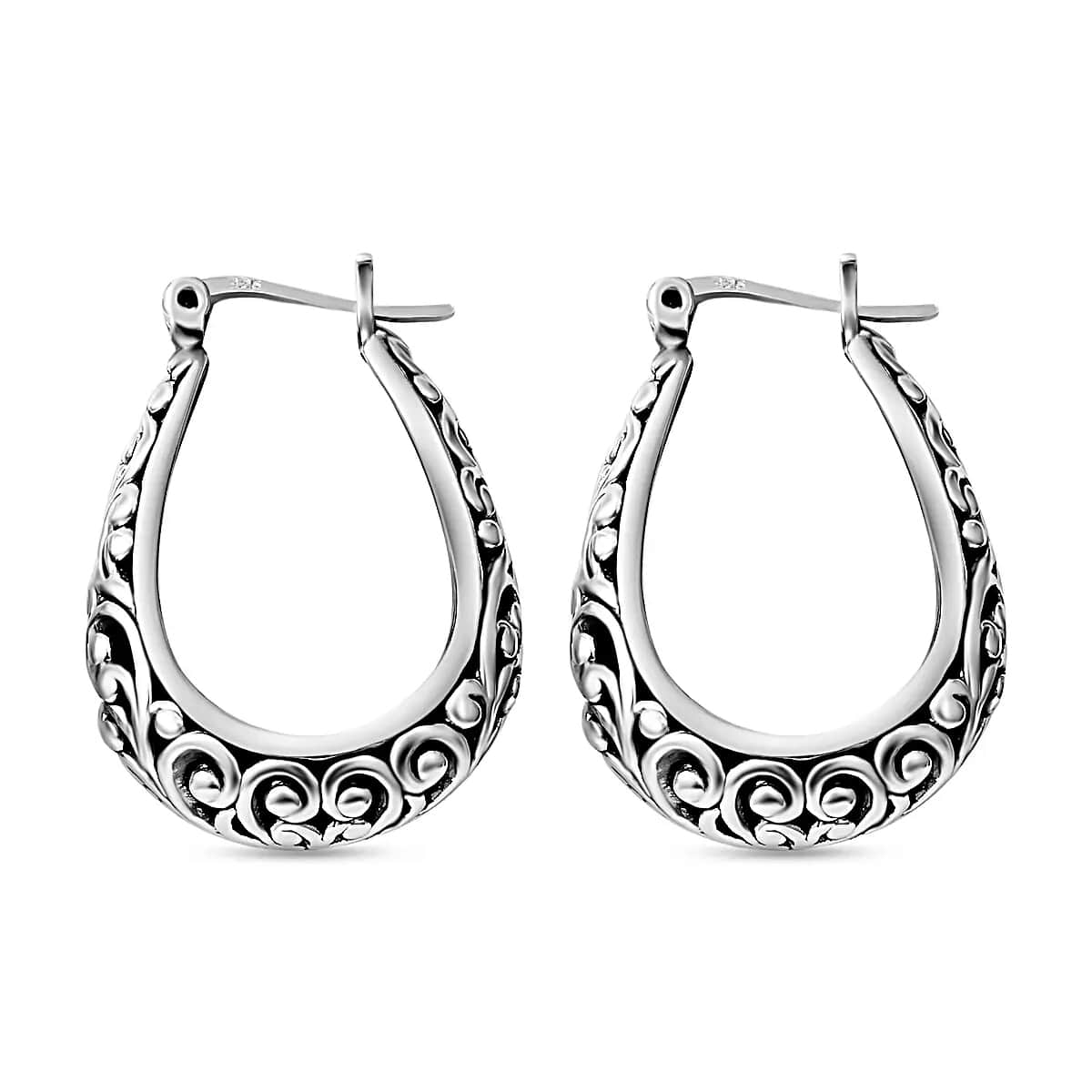 Sterling Silver Floral Filigree Round Hoop Earrings For Women 8.35 Grams image number 4