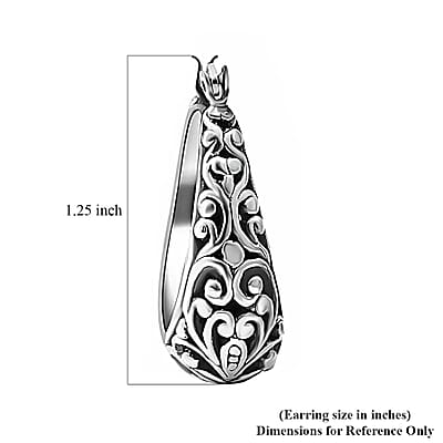 Sterling Silver Floral Filigree Round Hoop Earrings For Women 8.35 Grams