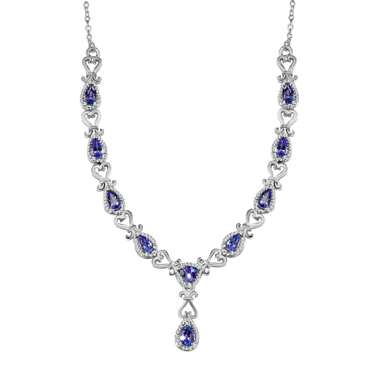 AAA Tanzanite 2.65 ctw Necklace in Platinum Over Sterling Silver, Princess Necklace, Drop Necklace 18-20 in image number 0