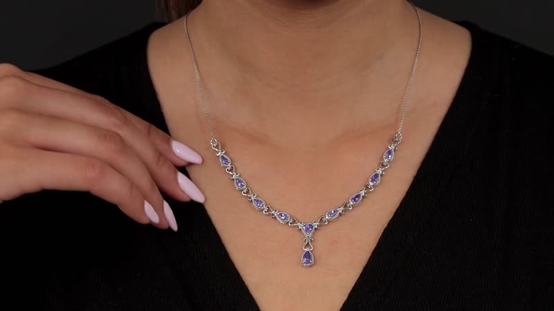 D'Joy AAA Tanzanite 2.65 ctw Necklace in Platinum Over Sterling Silver, Princess Necklace, Drop Necklace 18-20 in