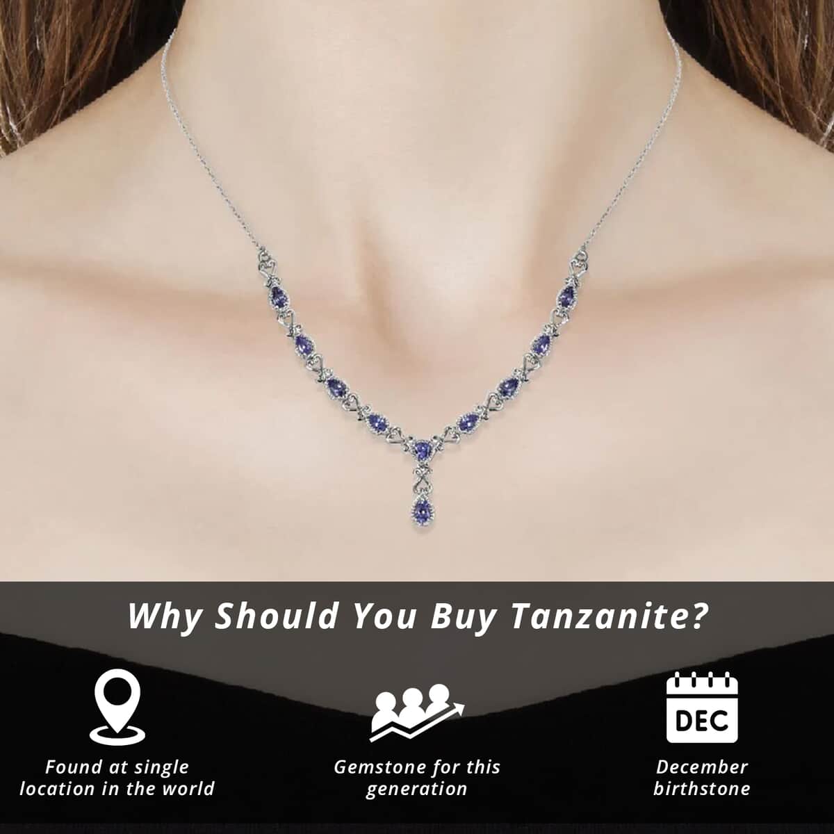 AAA Tanzanite Necklace in Platinum Over Sterling Silver, Princess Necklace, Drop Necklace 2.65 ctw (18-20 in) image number 2