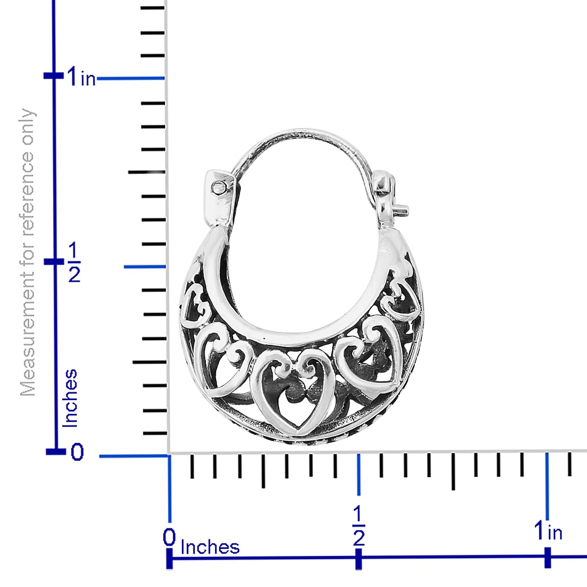 Bali Legacy Sterling Silver Heart Filigree Hoop Earrings (6.02 g)