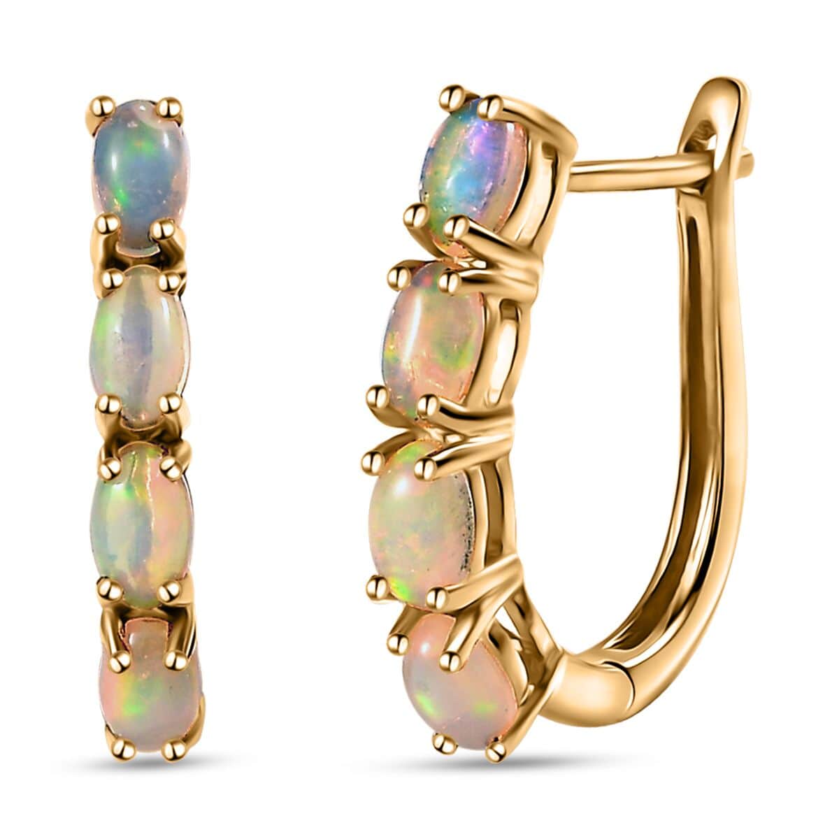 Ethiopian Welo Opal Earrings in 14K Yellow Gold Over Sterling Silver 1.35 ctw image number 0