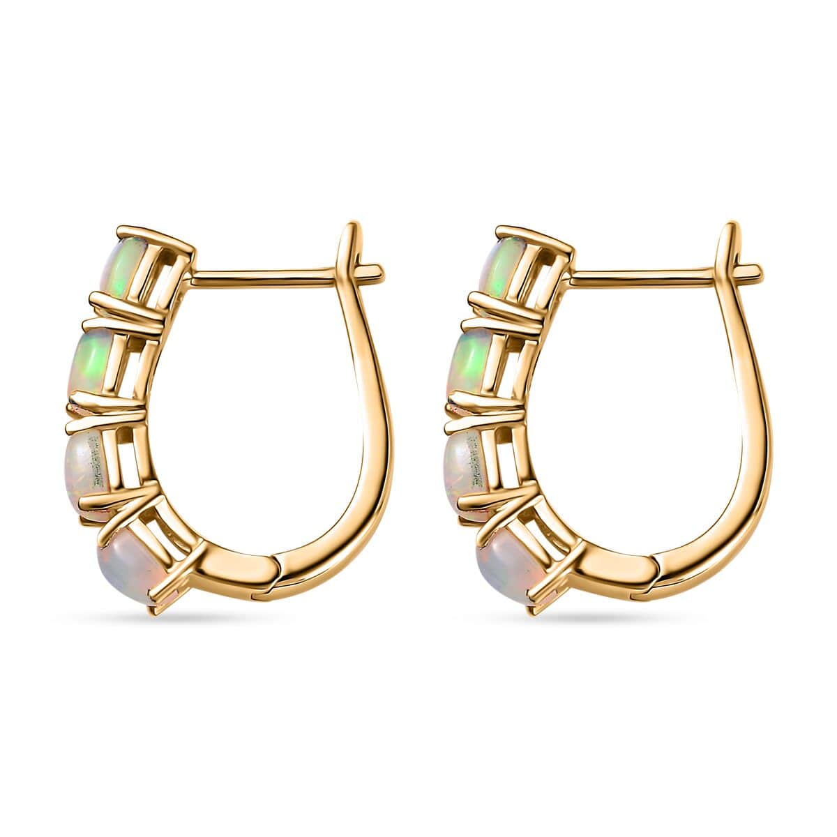 Ethiopian Welo Opal Earrings in 14K Yellow Gold Over Sterling Silver 1.35 ctw image number 3