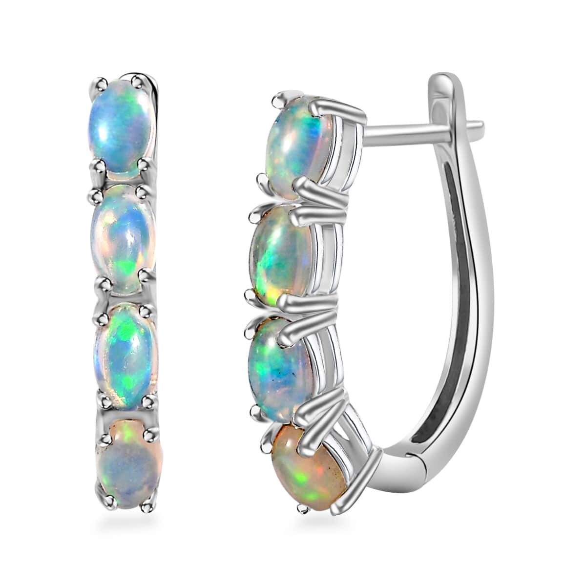 Ethiopian Welo Opal Earrings in Platinum Over Sterling Silver 1.25 ctw image number 0