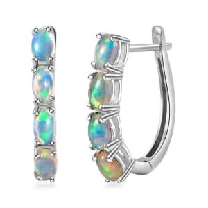 Ethiopian Welo Opal Earrings in Platinum Over Sterling Silver 1.25 ctw