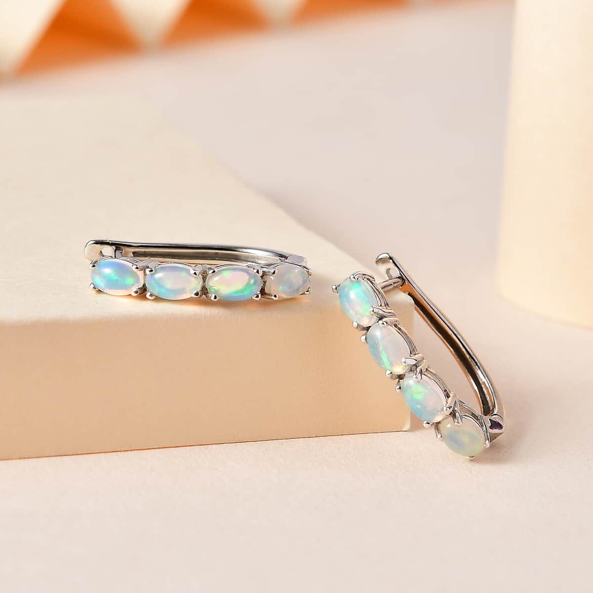 Ethiopian Welo Opal Earrings in Platinum Over Sterling Silver 1.25 ctw image number 1