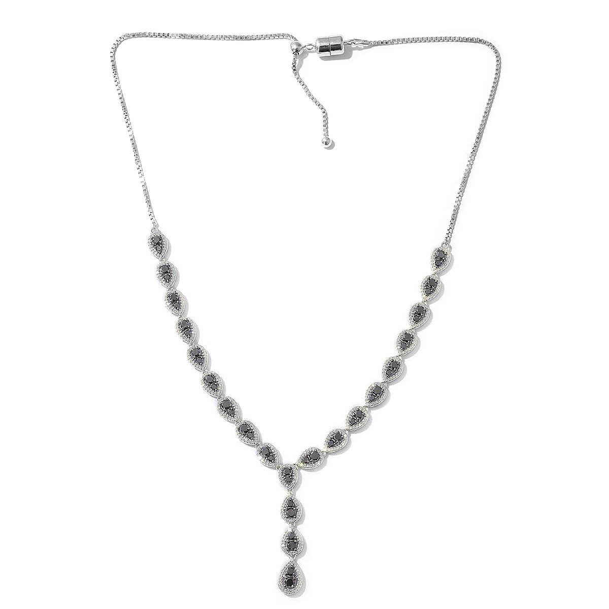 STS Closeout 6.93 ctw Black Diamond and Diamond Necklace 20 inch in Sterling Silver image number 1
