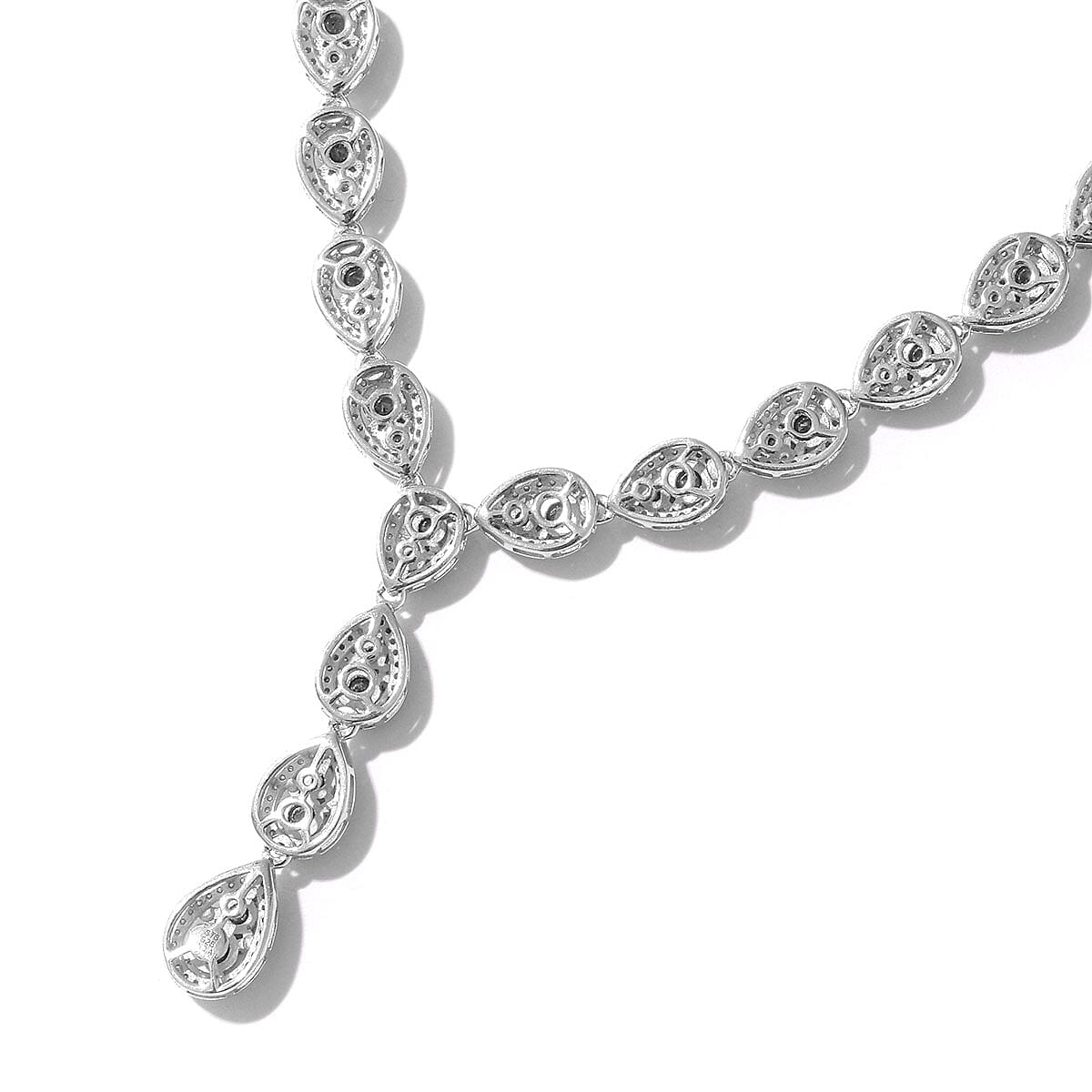 STS Closeout 6.93 ctw Black Diamond and Diamond Necklace 20 inch in Sterling Silver image number 2