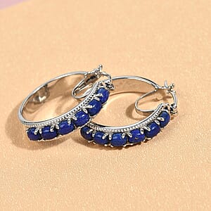 EverTrue Lapis Lazuli 6.00 ctw Earrings in Platinum Bond