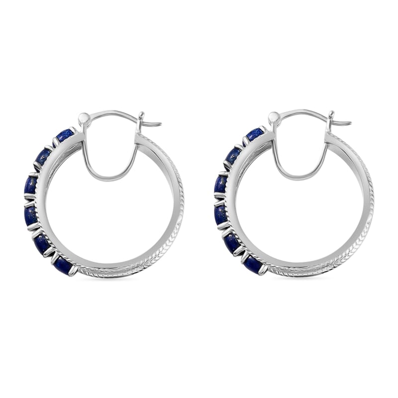 EverTrue Lapis Lazuli 5.80 ctw Earrings in Platinum Bond
