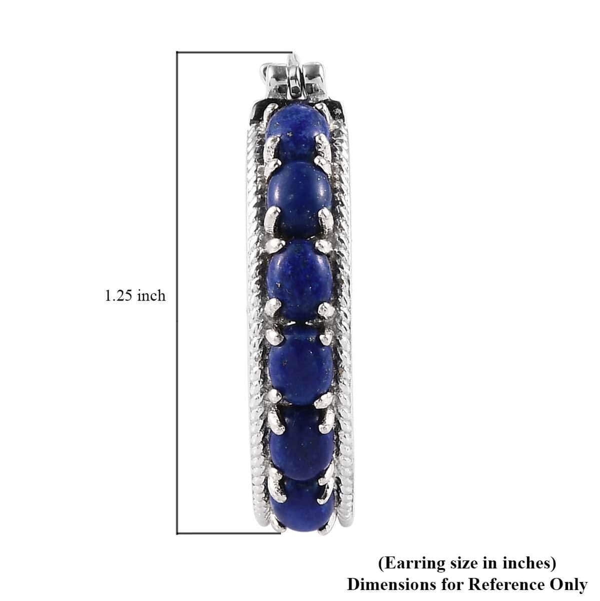 Karis Lapis Lazuli Earrings in Platinum Bond, Durable Hoops, Blue Hoops 6.00 ctw image number 6