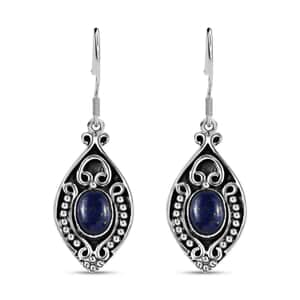 Artisan Crafted Lapis Lazuli Earrings in Sterling Silver 3.20 ctw