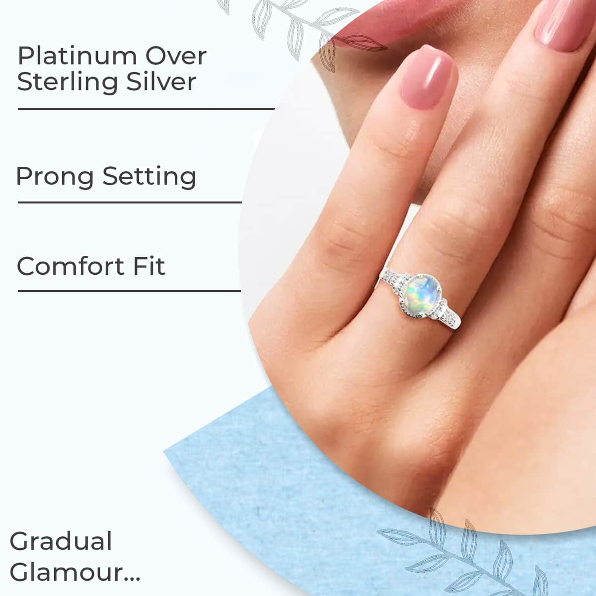 Premium Ethiopian Welo Opal Ring with White Topaz in Platinum Over Sterling Silver, Anniversary Gifts For Her, Promise Rings 2.00 ctw image number 2