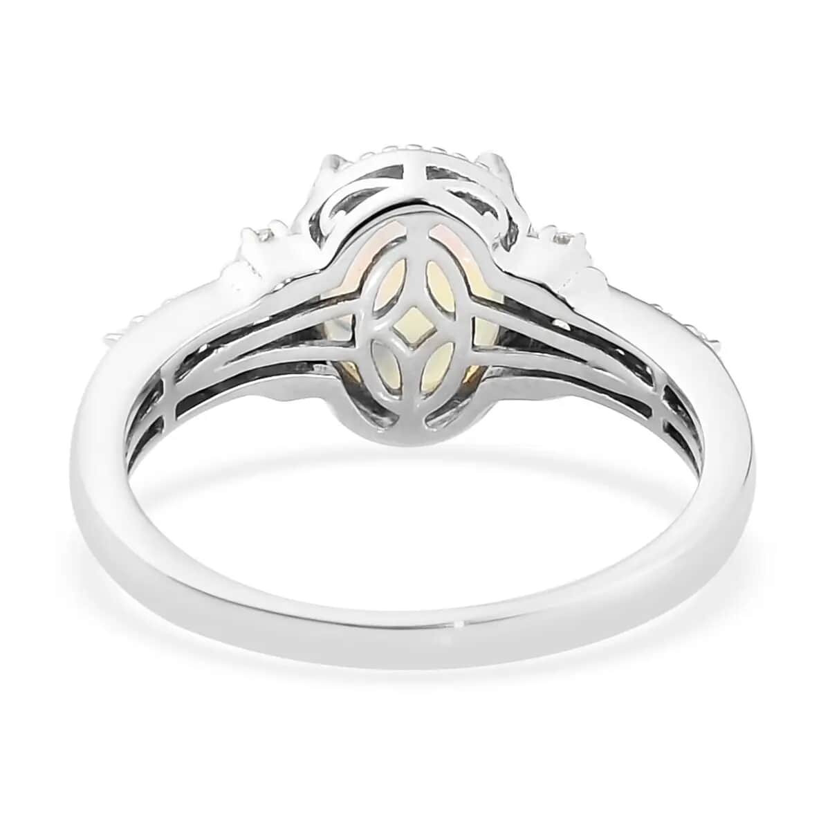 Premium Ethiopian Welo Opal Ring with White Topaz in Platinum Over Sterling Silver, Anniversary Gifts For Her, Promise Rings 2.00 ctw image number 4