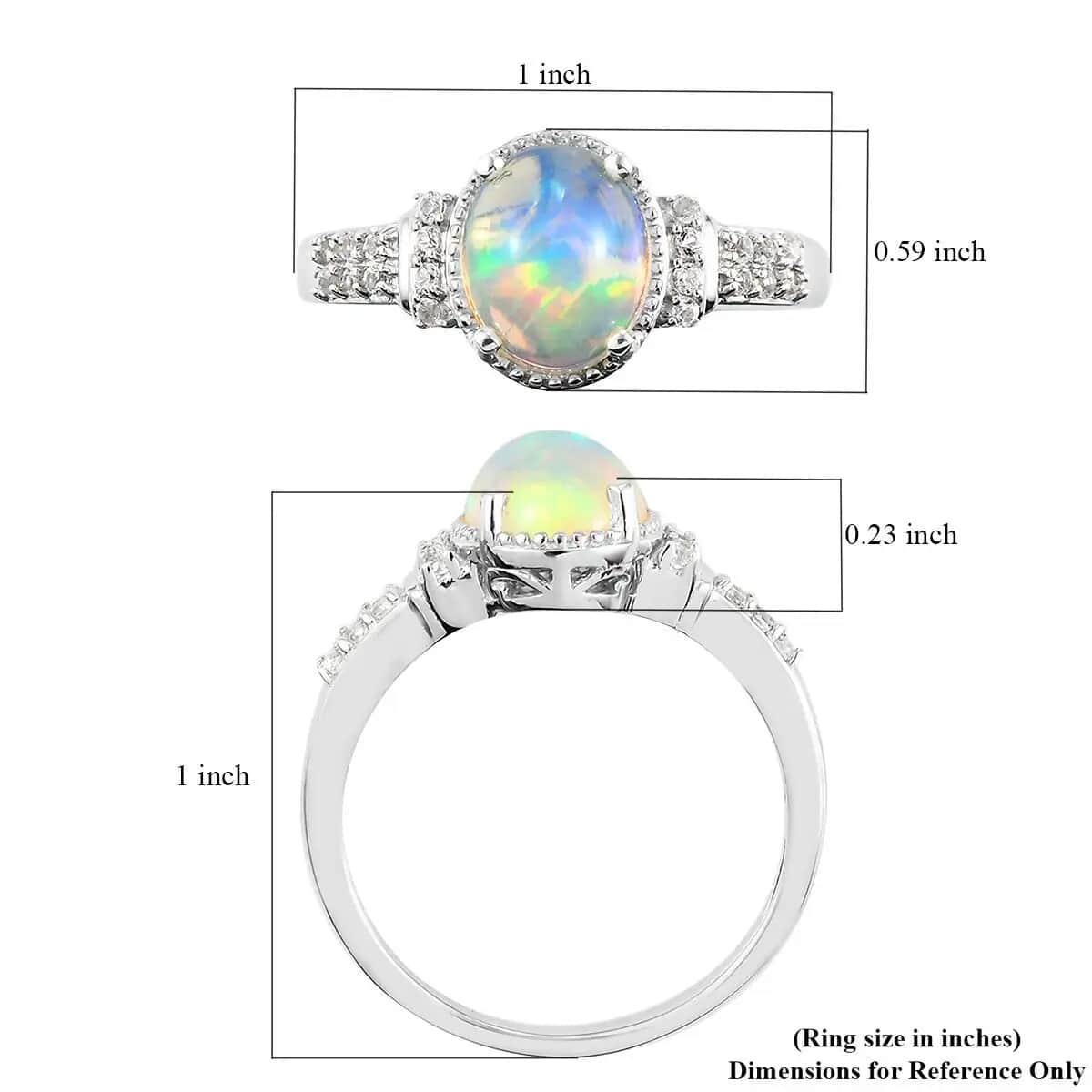 Premium Ethiopian Welo Opal Ring with White Topaz in Platinum Over Sterling Silver, Anniversary Gifts For Her, Promise Rings 2.00 ctw image number 6