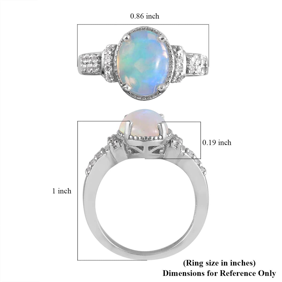 Premium Ethiopian Welo Opal Ring with White Topaz in Platinum Over Sterling Silver, Anniversary Gifts For Her, Promise Rings 2.00 ctw image number 7
