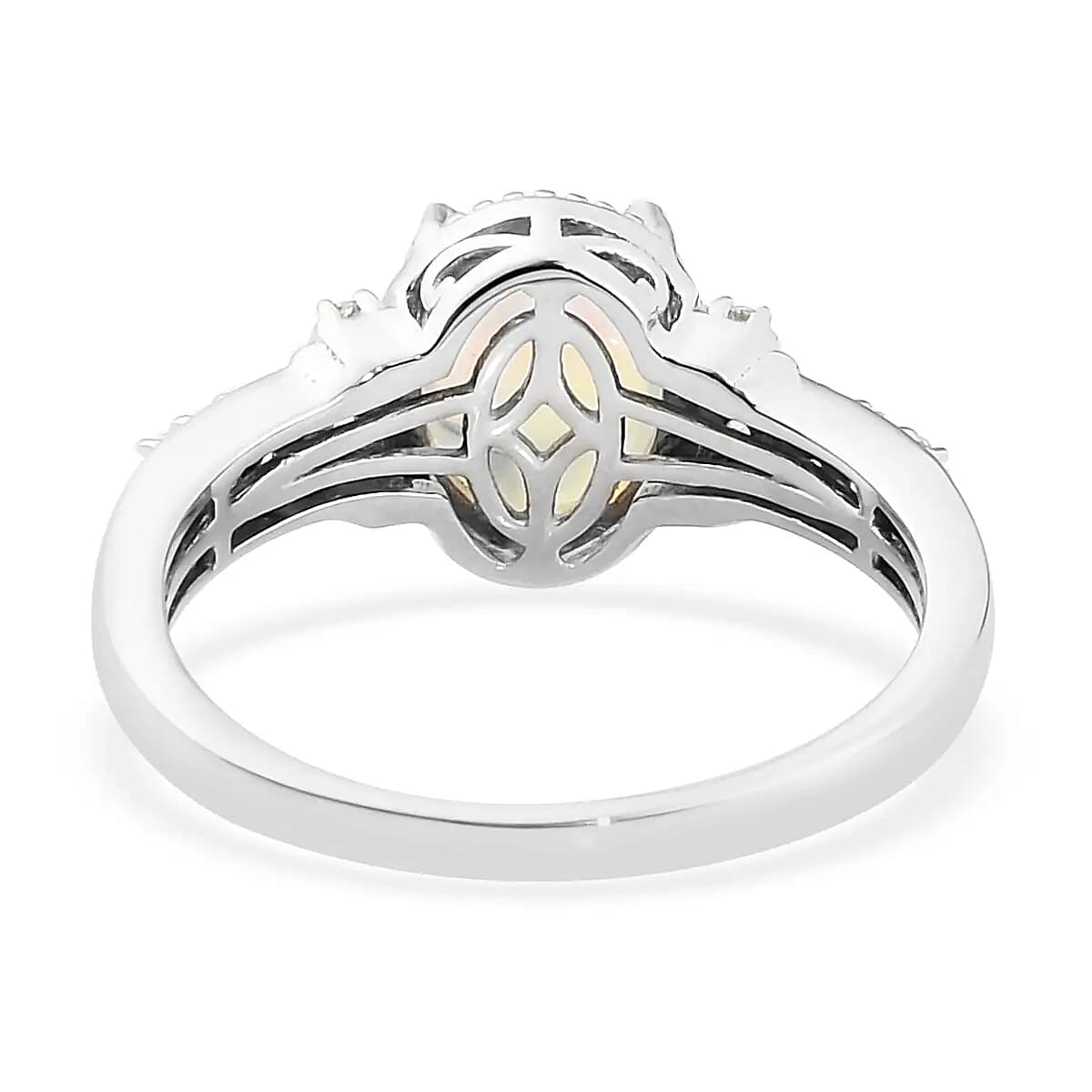 D'Joy Premium Ethiopian Welo Opal Ring with White Topaz in Platinum Over Sterling Silver, Anniversary Gifts For Her, Promise Rings 2.00 ctw