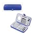 18 Pc Grooming and Cosmetic Makeup Kit in Blue Faux Leather Snap Case image number 0