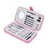 18 Pc Grooming and Cosmetic Makeup Kit in Pink Faux Leather Snap Case image number 4