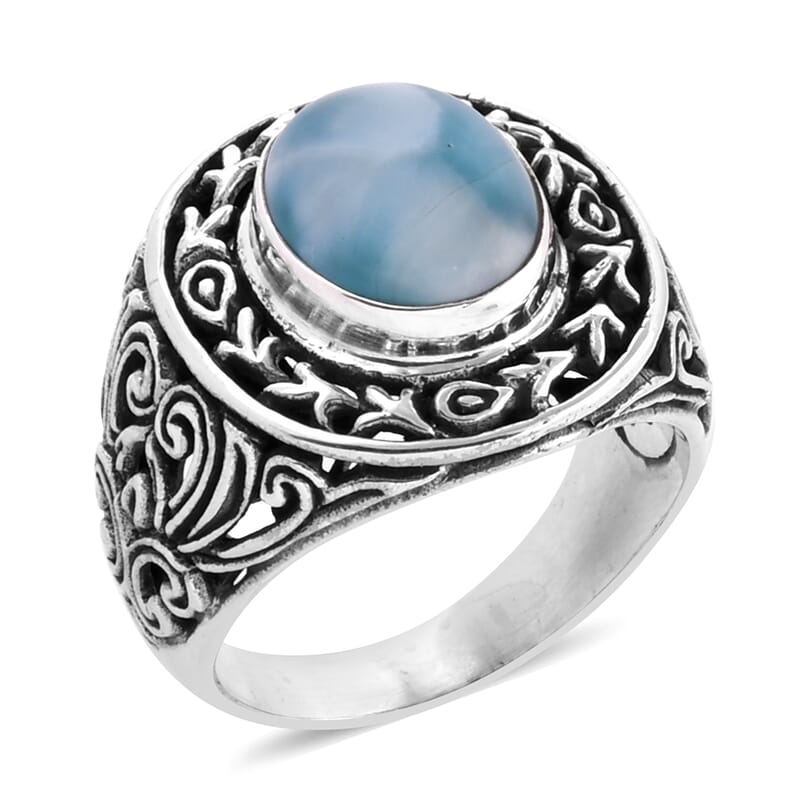 Bali Legacy Larimar Ring in Sterling Silver (Size 10.0) 5.25 ctw
