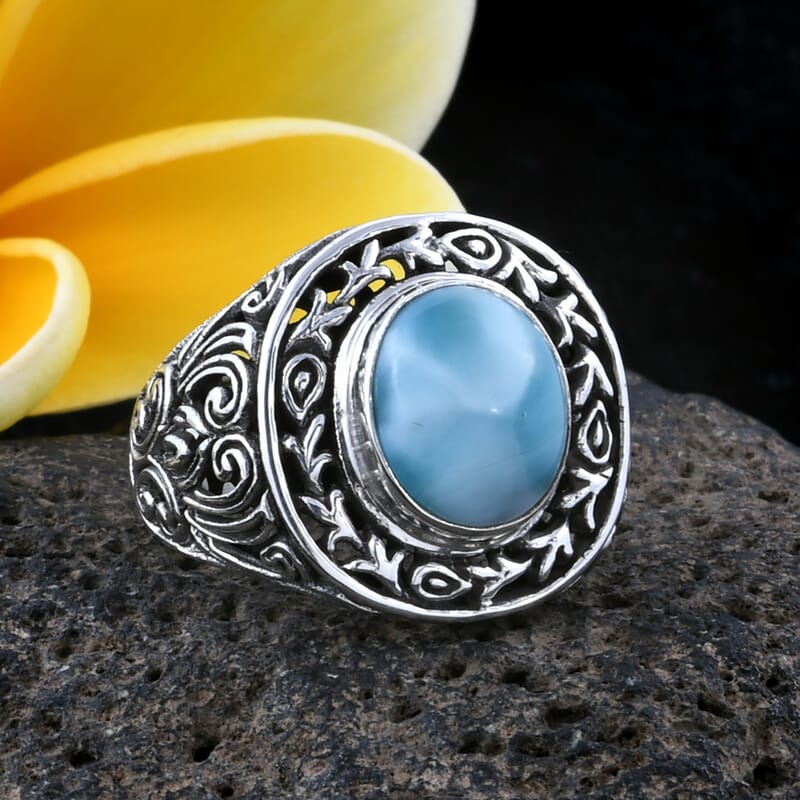 Bali Legacy Larimar Ring in Sterling Silver (Size 10.0) 5.25 ctw