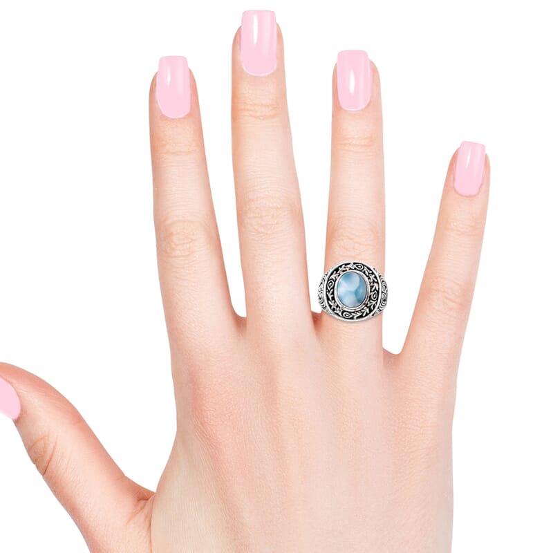 Bali Legacy Larimar Ring in Sterling Silver (Size 10.0) 5.25 ctw