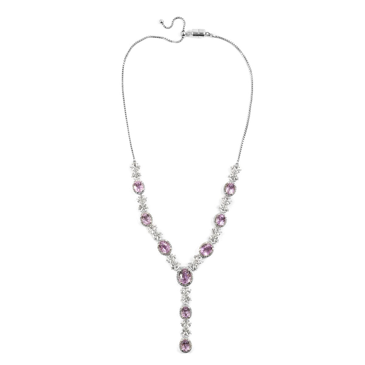 STS Closeout Kunzite and Multi Gemstone Necklace 20 Inches in Platinum Over Sterling Silver 39 Grams 43.25 ctw image number 1