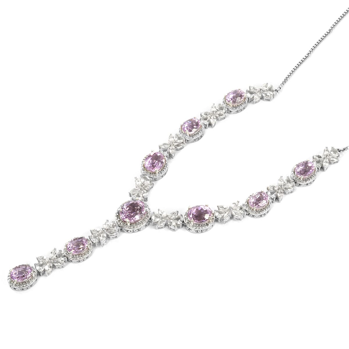 STS Closeout Kunzite and Multi Gemstone Necklace 20 Inches in Platinum Over Sterling Silver 39 Grams 43.25 ctw image number 2