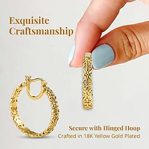 Scroll Work Openwork Hoop Earrings For Women in 18K Yellow Gold Plated