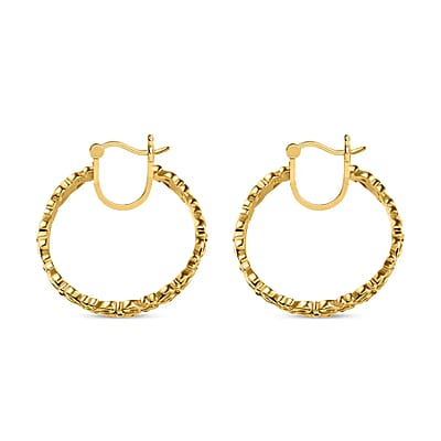 Scroll Work Openwork Hoop Earrings For Women in 18K Yellow Gold Plated