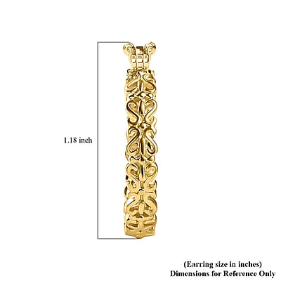 Scroll Work Openwork Hoop Earrings For Women in 18K Yellow Gold Plated