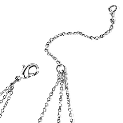 Simulated Diamond Heart Pendant Necklace in Silvertone 20-22 Inches