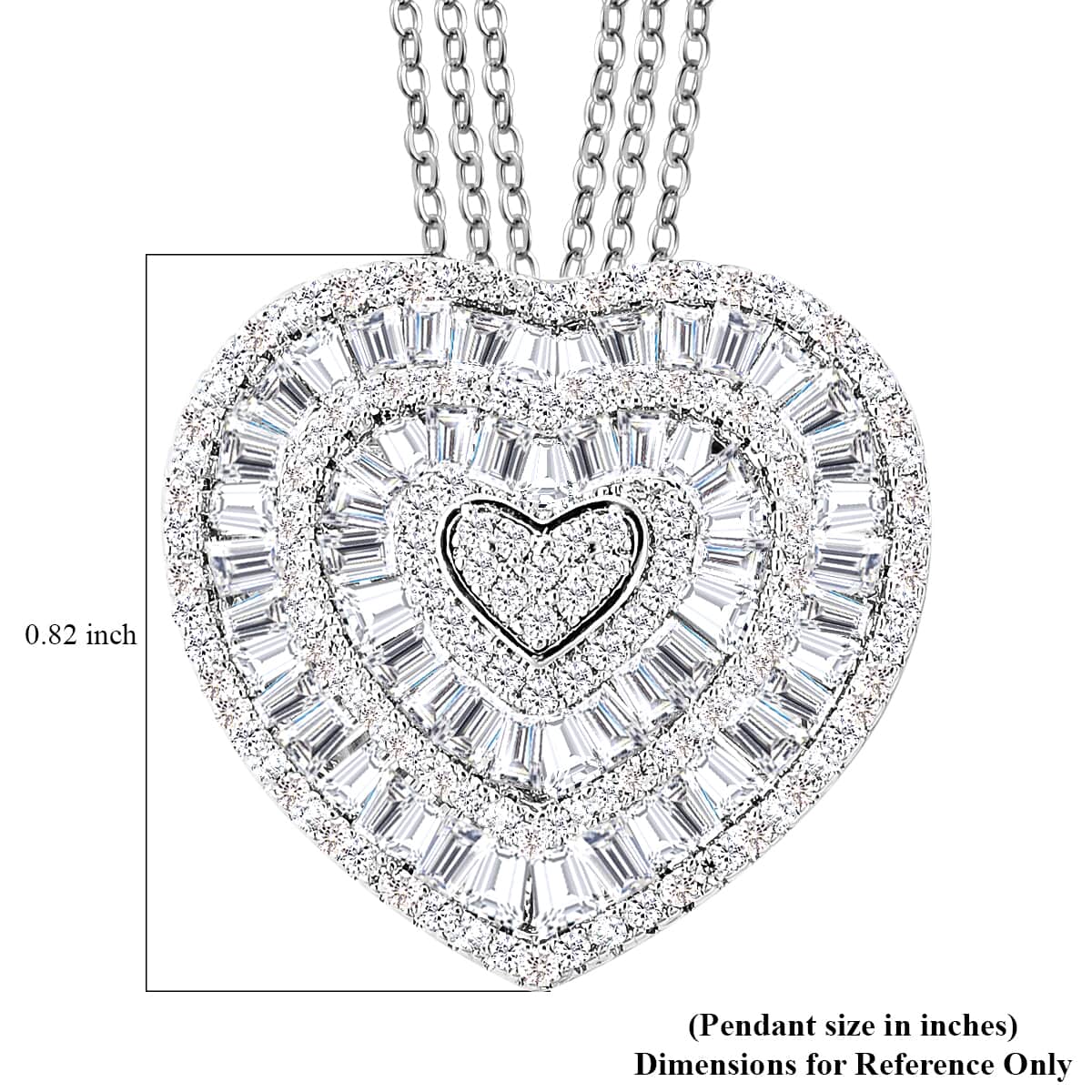 Simulated Diamond Heart Pendant Necklace 20-22 Inches in Silvertone image number 5