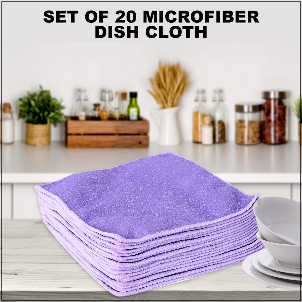Homesmart Set of 20 Purple Double Sided Microfiber and Scratch Fiber Dish Cloth image number 1