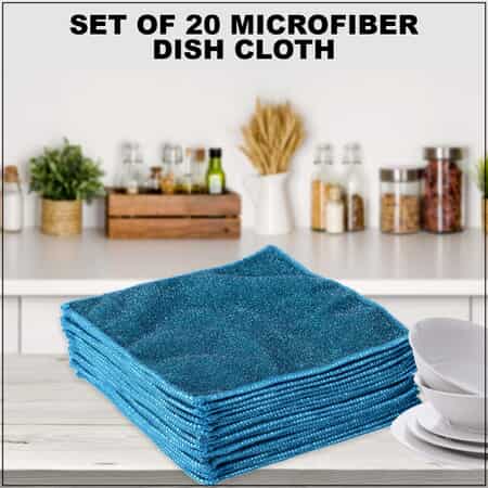 Buy Homesmart Set of 20 Teal Double Sided Microfiber and Scratch Fiber Dish  Cloth at ShopLC.