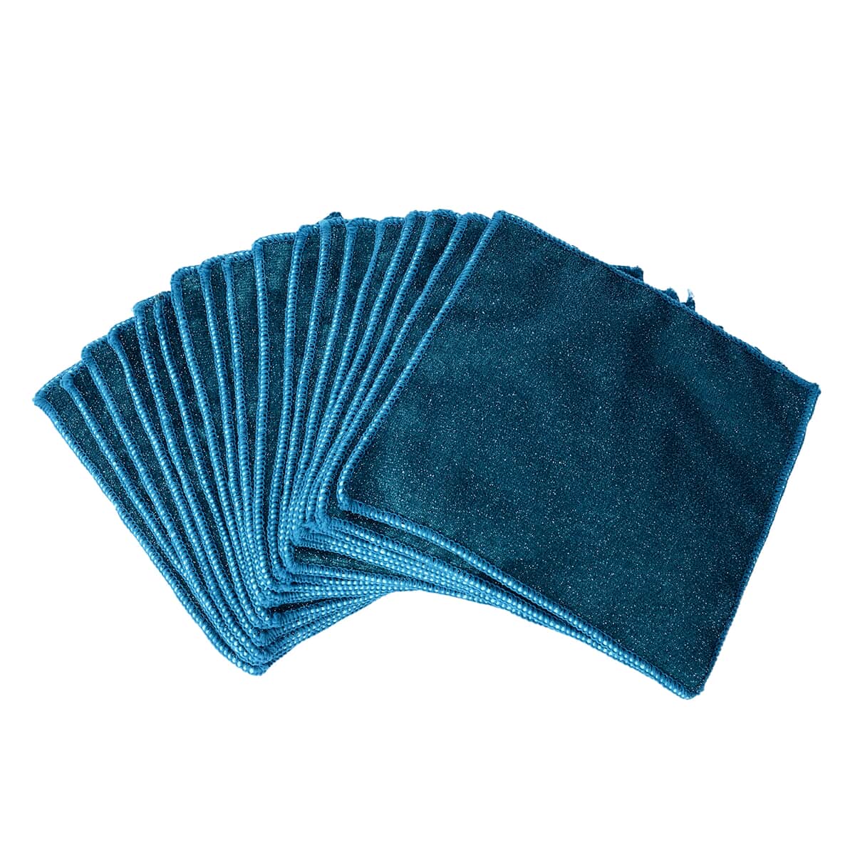Homesmart Set of 20 Teal Double Sided Microfiber and Scratch Fiber Dish Cloth image number 4